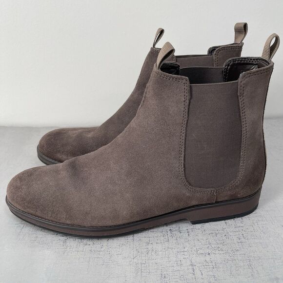 Clarks Boots Mens 12 M Hinman Chelsea Suede Leather Dark Taupe Comfort Preppy main image 12